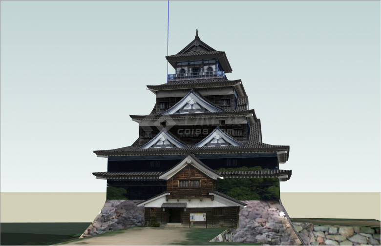 特色日式日本古古建筑su模型-图一