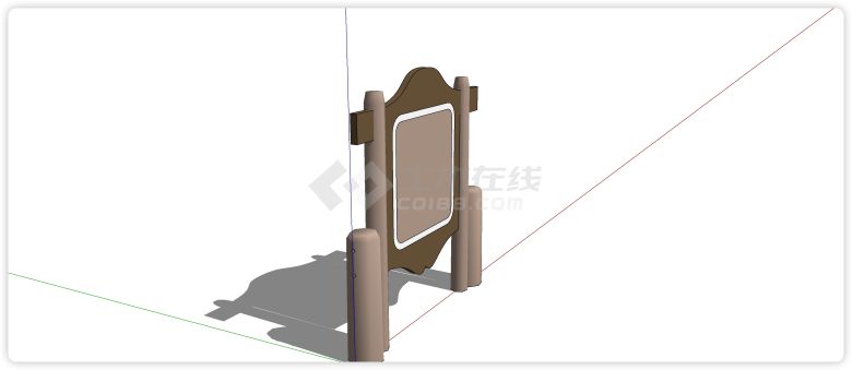 棕色青蛙造型指示牌su模型-图二