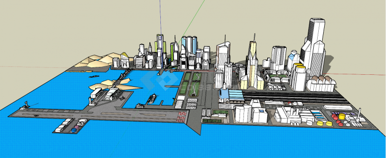 现代沿海科技城市建筑su模型-图二
