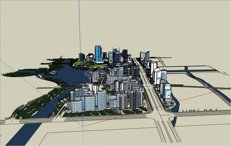 大规模现代创意城市规划su模型-图二
