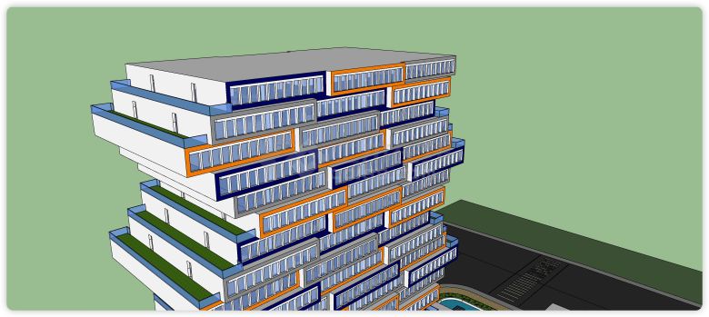 叠叠乐造型高层办公建筑积木su模型-图二