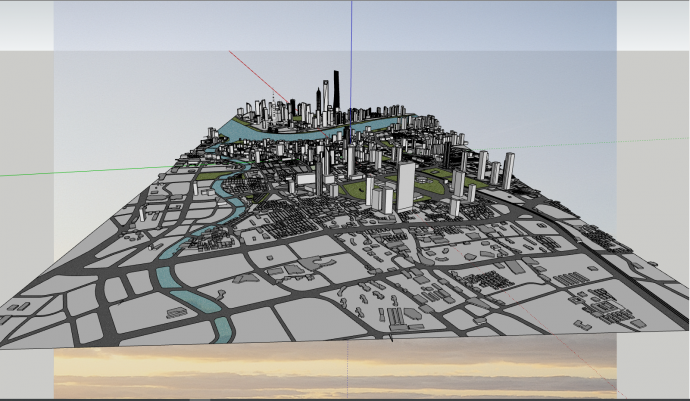 上海市现代简约城市规划su模型_图1