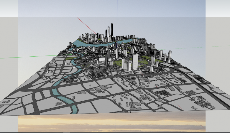 上海市现代简约城市规划su模型-图一