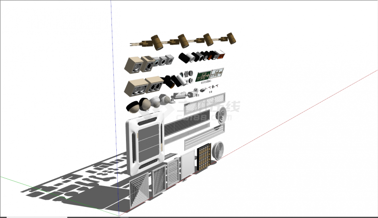 现代空调排风扇筒灯su模型-图二