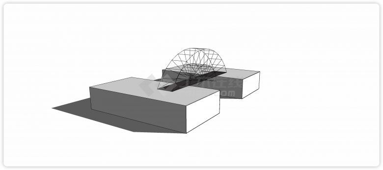 半圆形扇形现代风格桥su模型-图二