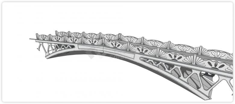 菊花造型围栏拱桥现代风格桥su模型-图一