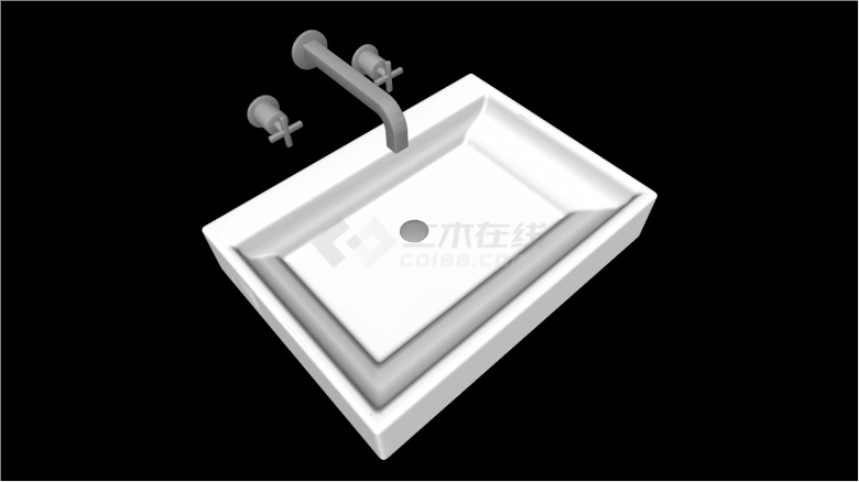 室内洗手盆组合方形两个开关su模型-图二