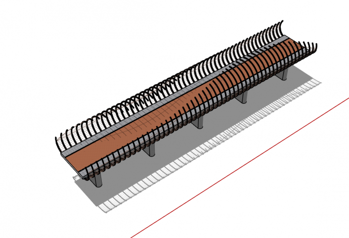 现代铁丝网桥梁设计su模型_图1