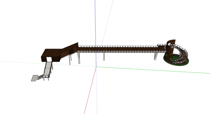 现代螺旋楼梯景观桥su模型_图1