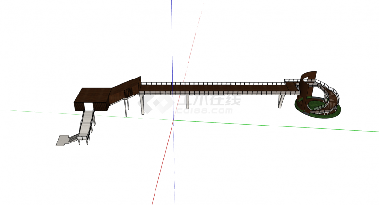 现代螺旋楼梯景观桥su模型-图一