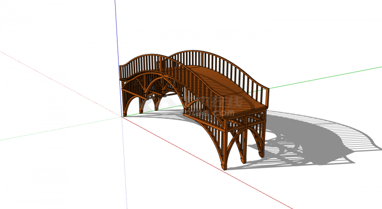 中式木制围栏小木桥su模型-图一