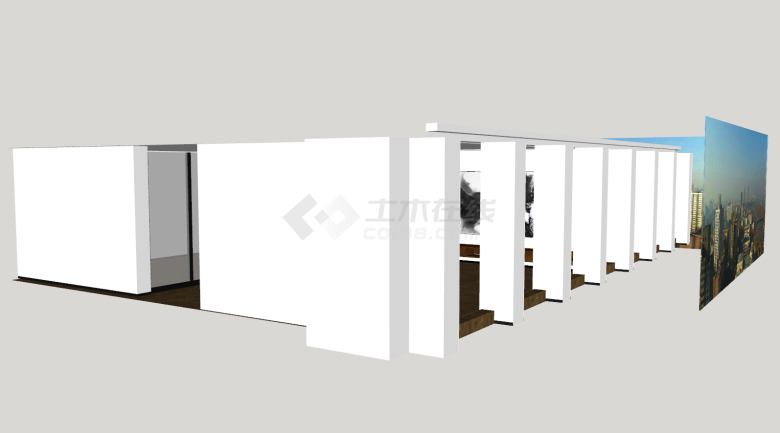 新中式多房间办公室办公空间su模型-图一