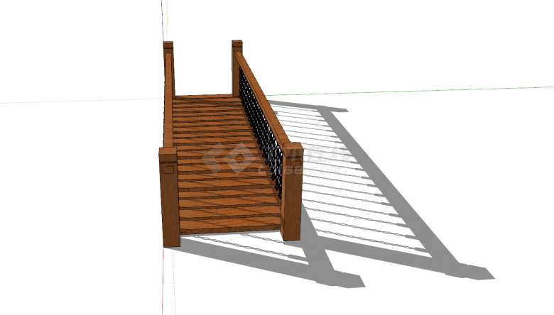 带铁链防护棕色木桥su模型-图二