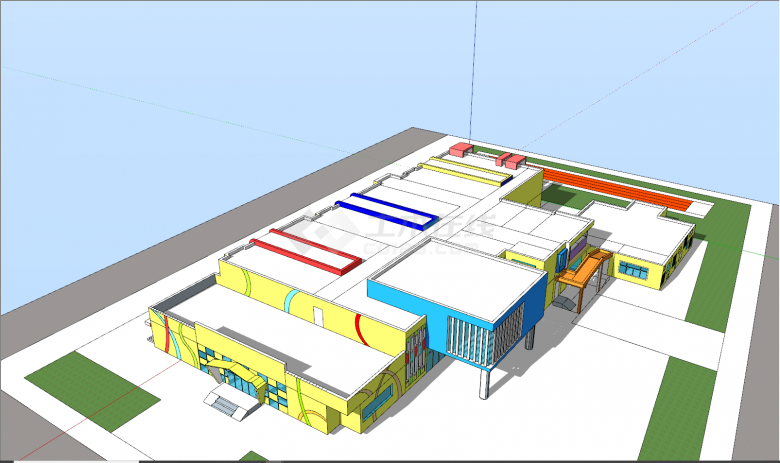 现代彩绘大型幼儿园su模型-图二