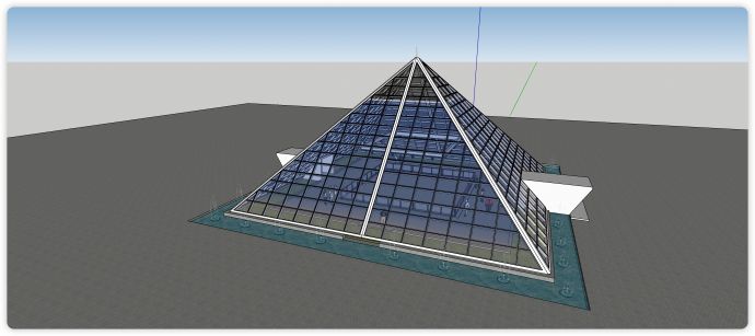 玻璃金字塔展览馆设计su模型_图1