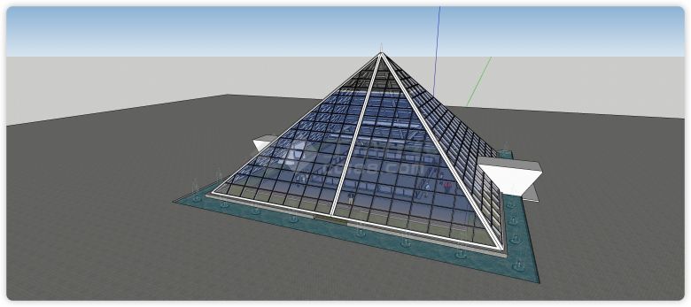 玻璃金字塔展览馆设计su模型-图一