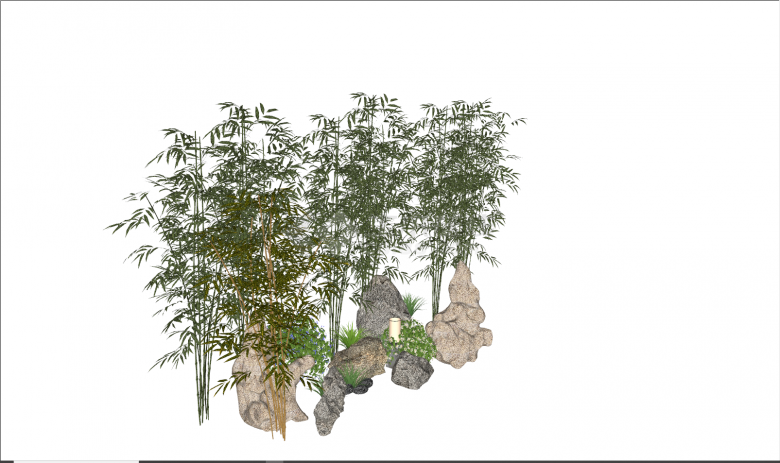 现代公园景观竹子盆栽su模型-图一