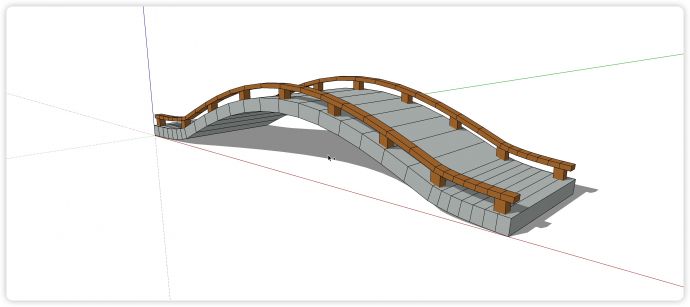 长形石板路面矮围栏中式桥su模型_图1