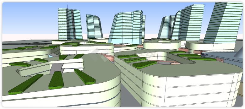 城市综合体生态方案su模型-图二