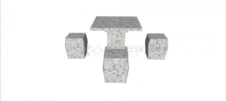 灰色石灰石材质石桌石凳su模型-图一