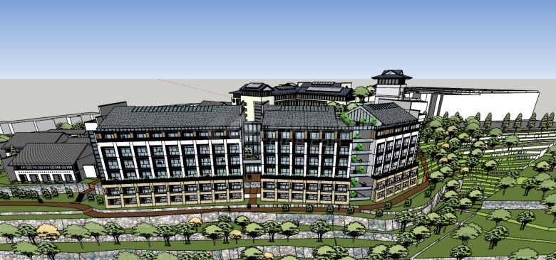 新城市发展山地酒店设计方案su模型-图二