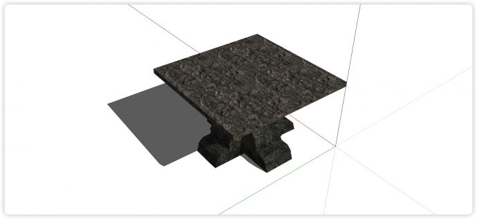 黑金色正方形石桌石凳su模型_图1