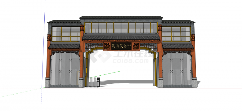 新中式古典气派大门入口su模型-图二