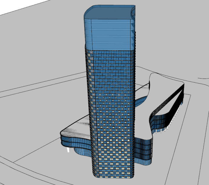 现代豪华高大的办公大楼su模型_图1