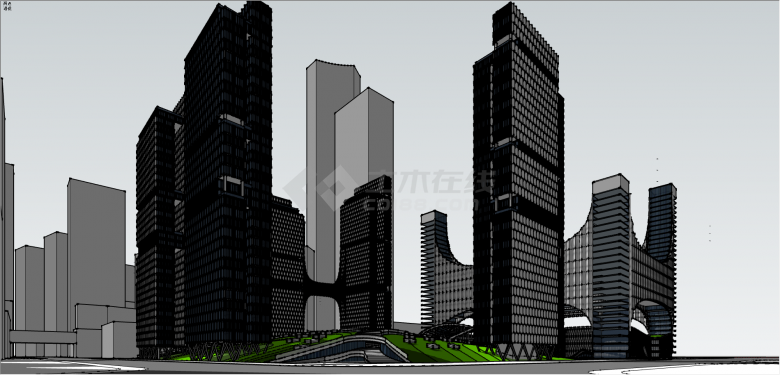 都市广州昊天城市设计su模型-图一