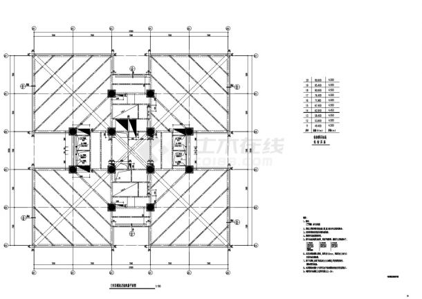 GGS-59 十四层模板及板配筋平面图-图一