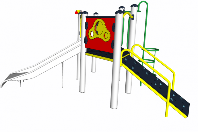 儿童彩色滑滑梯活动场地su模型_图1