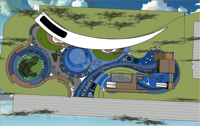 独特现代野区儿童乐园丛林穿越su模型-图一