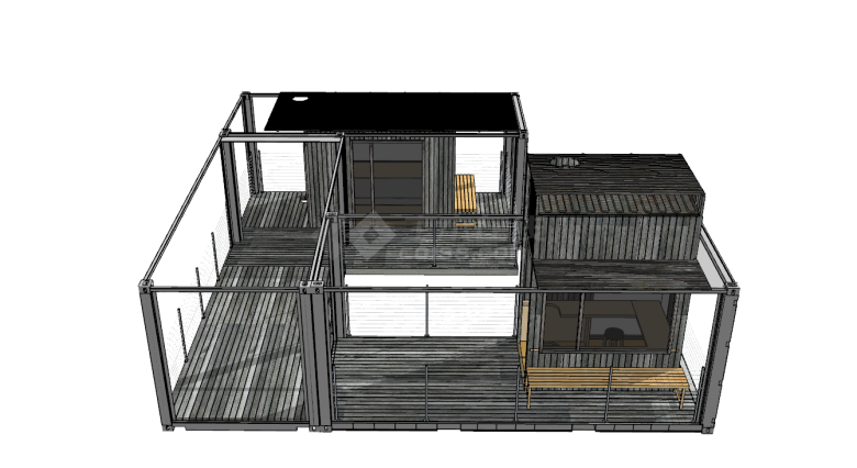 现代炫酷的集装箱式的住宅su模型-图二