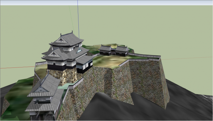 建在半山腰的日本古建筑su模型_图1