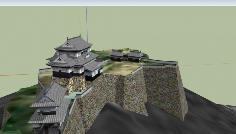 建在半山腰的日本古建筑su模型-图一