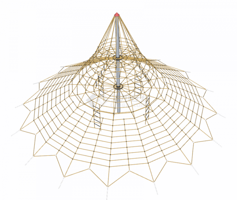 带有梯子的蜘蛛网形状的儿童活动场地 su模型-图二