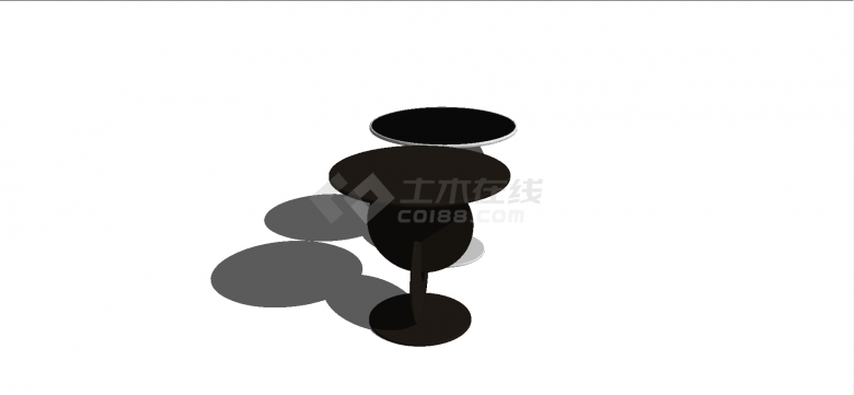 现代圆底支座两圆盘拼接式中轴样式咖啡桌su模型-图一