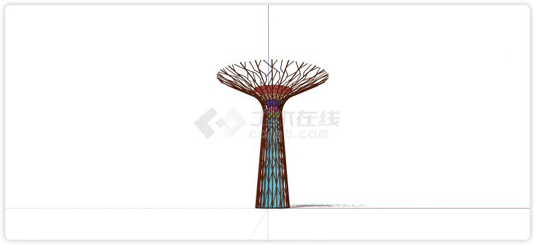 伞型枝桠造型现代创意雕塑su模型-图二