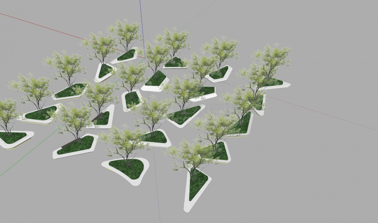 景观树池su模型三角形梯形组合-图二