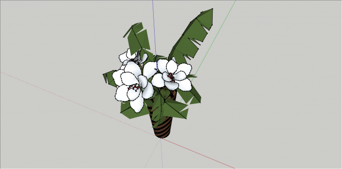 观赏性白色花盆栽植物su模型_图1
