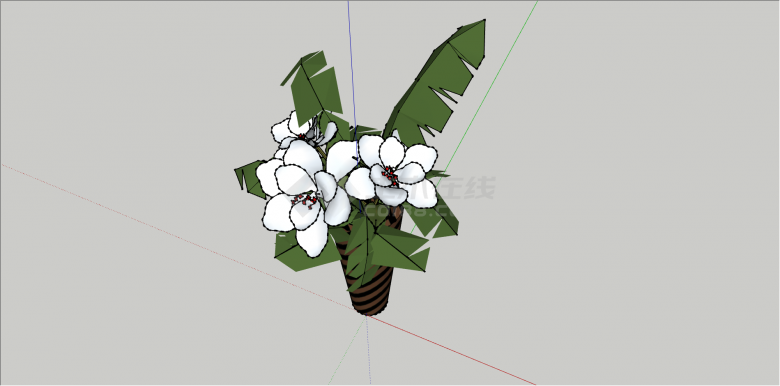 观赏性白色花盆栽植物su模型-图一