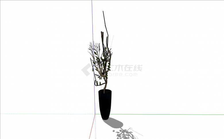 简约黑色花瓶现代室内植物su模型-图二