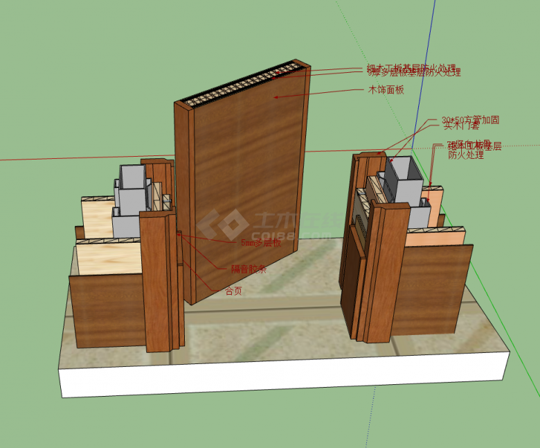 实木的室内装修节点su模型-图二