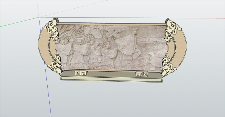 中式古典雕像造型景墙su模型-图一