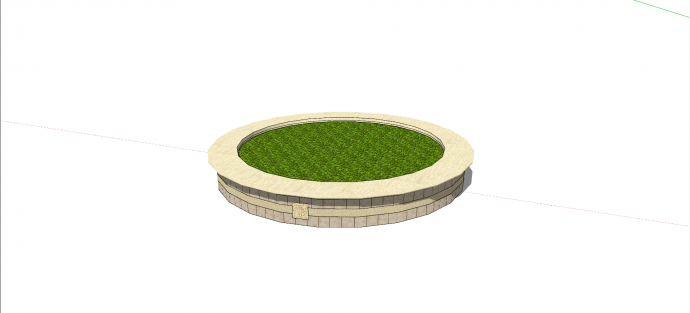 圆形人造石材质花池坐凳su模型_图1