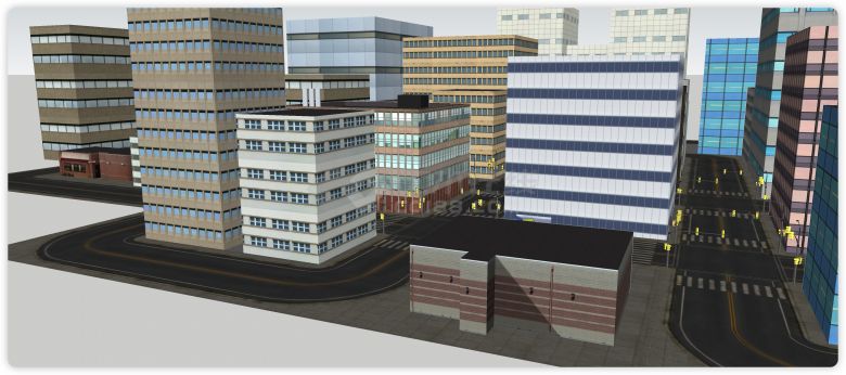 宽敞街道城市规划商业综合体建筑SU模型-图二