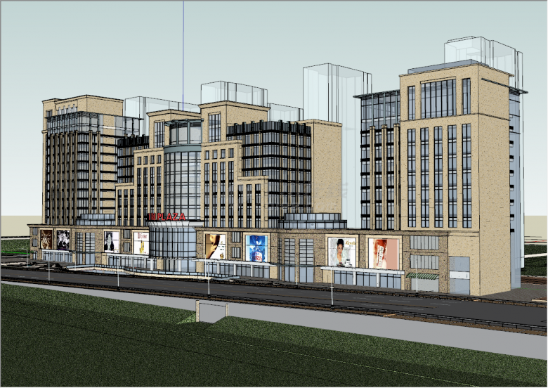 新古典风商业街步行街建筑su模型-图二