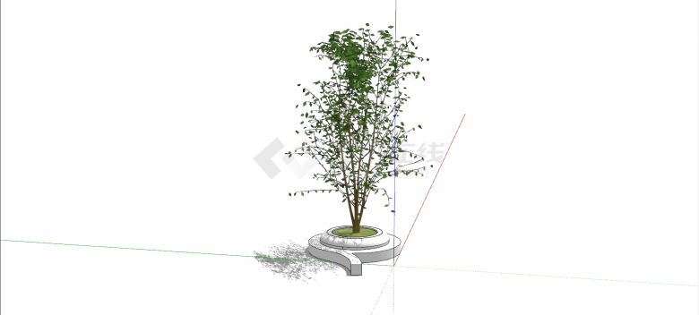 白色圆形树池坐凳su模型-图二