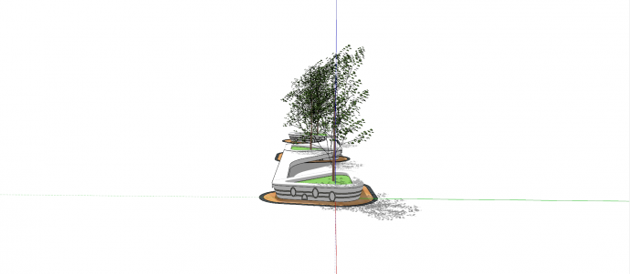 三角形玻璃纤维树池坐凳su模型_图1
