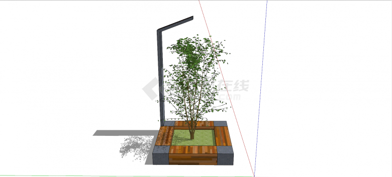 现代创意路灯结合树池坐凳su模型-图二